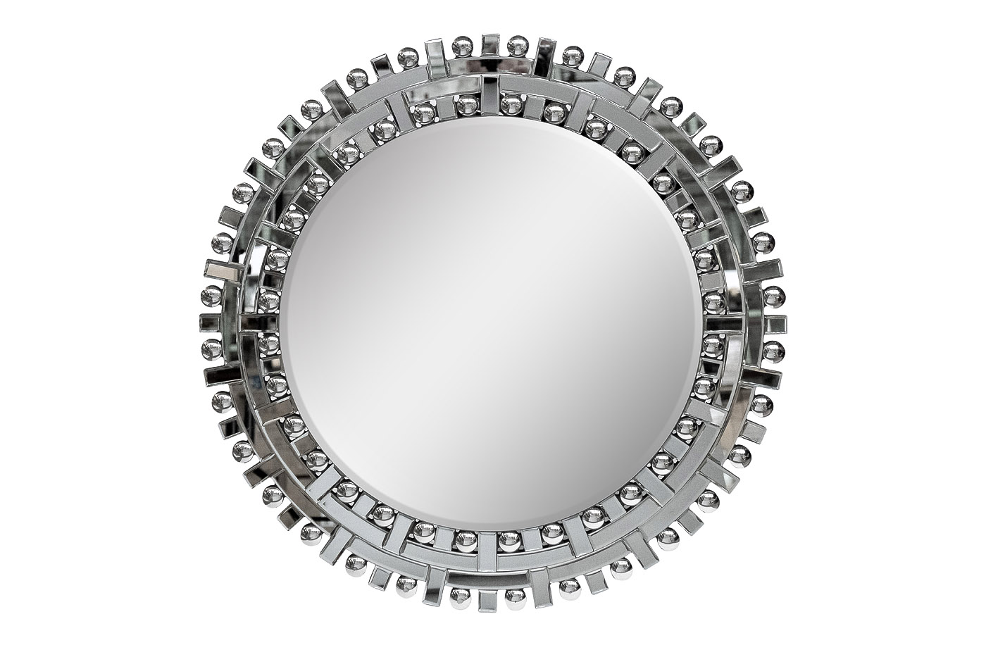 Зеркало круглое в раме с зеркальными вставками